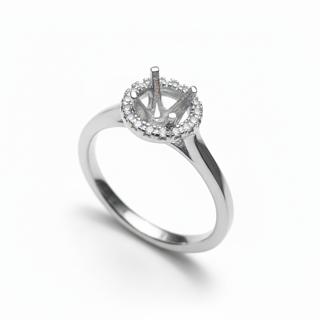 טבעת לשיבוץ ניקוסיה זהב לבן ברכת זהב