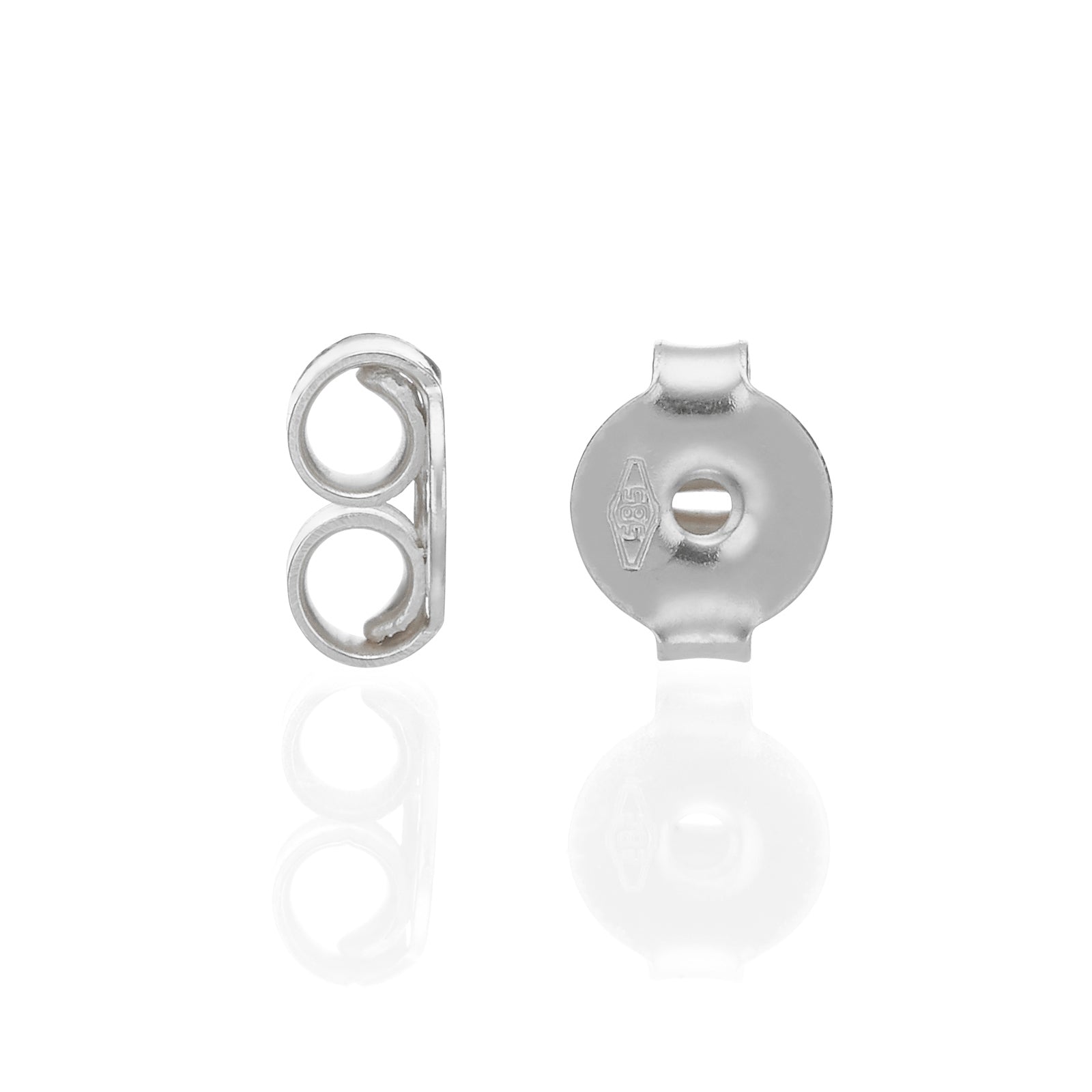 סוגר פרפר לחיצה מזהב לבן 14 קראט גודל 2 של ברכת זהב, סגירה בטיחותית לעגילים