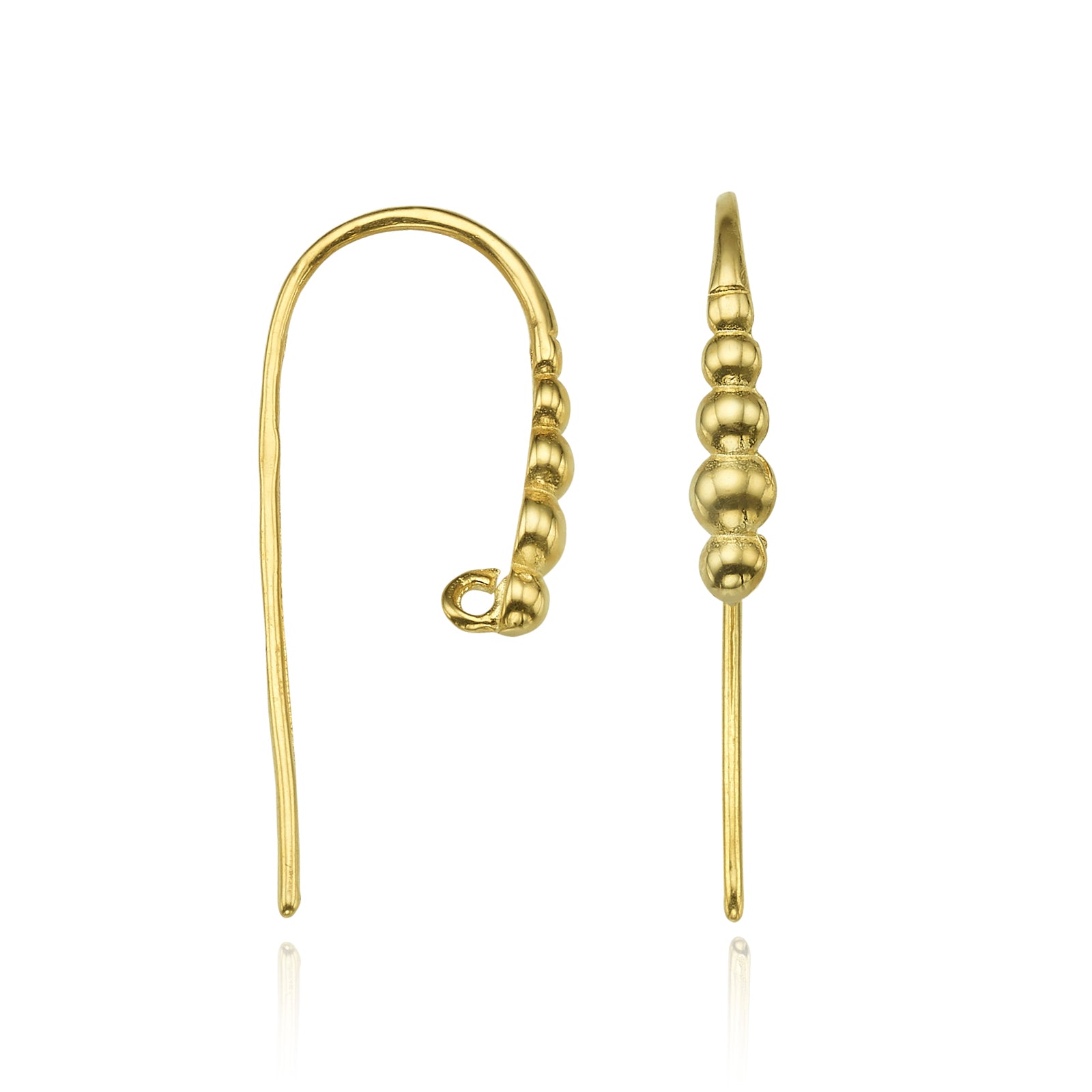 מתלה עגיל חוט עם כדורים של ברכת זהב 14 קראט זהב צהוב