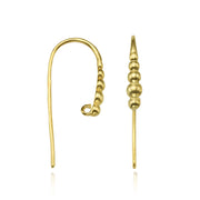 מתלה עגיל חוט עם כדורים של ברכת זהב 14 קראט זהב צהוב