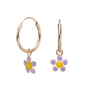 עגיל ילדות תלוי פרח סלינה סגול