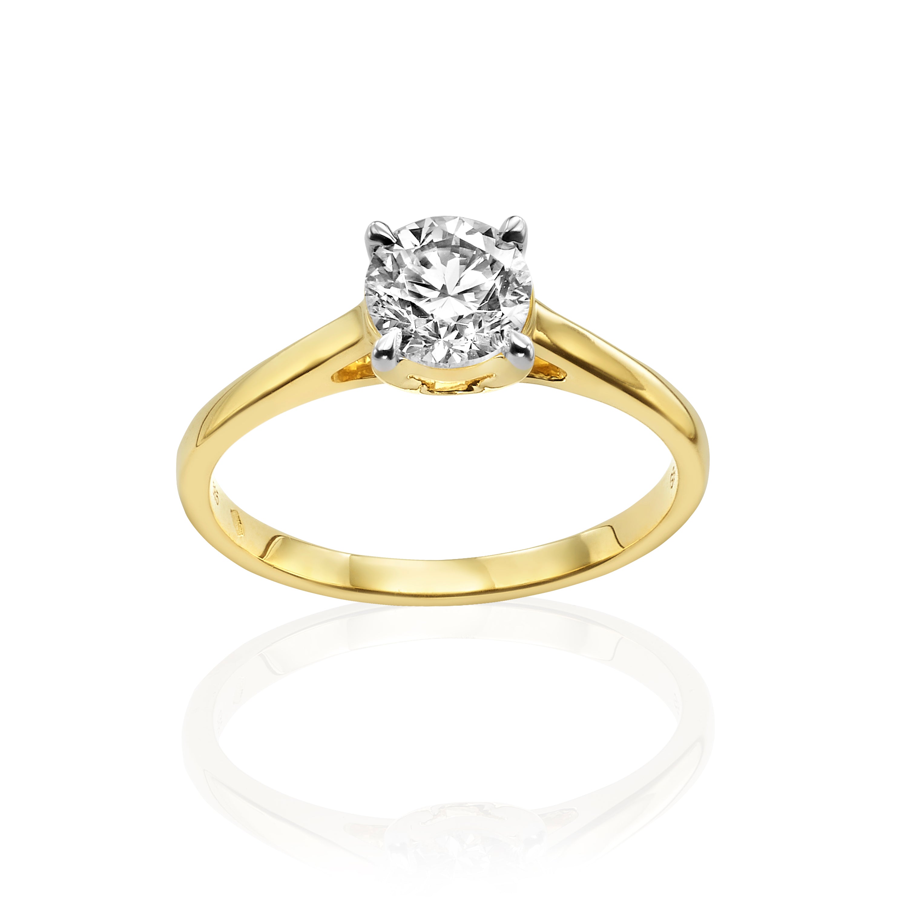 טבעת סוליטר משובצת יהלום מעבדה - עגול