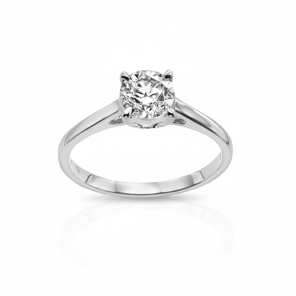 טבעת סוליטר משובצת יהלום מעבדה - עגול