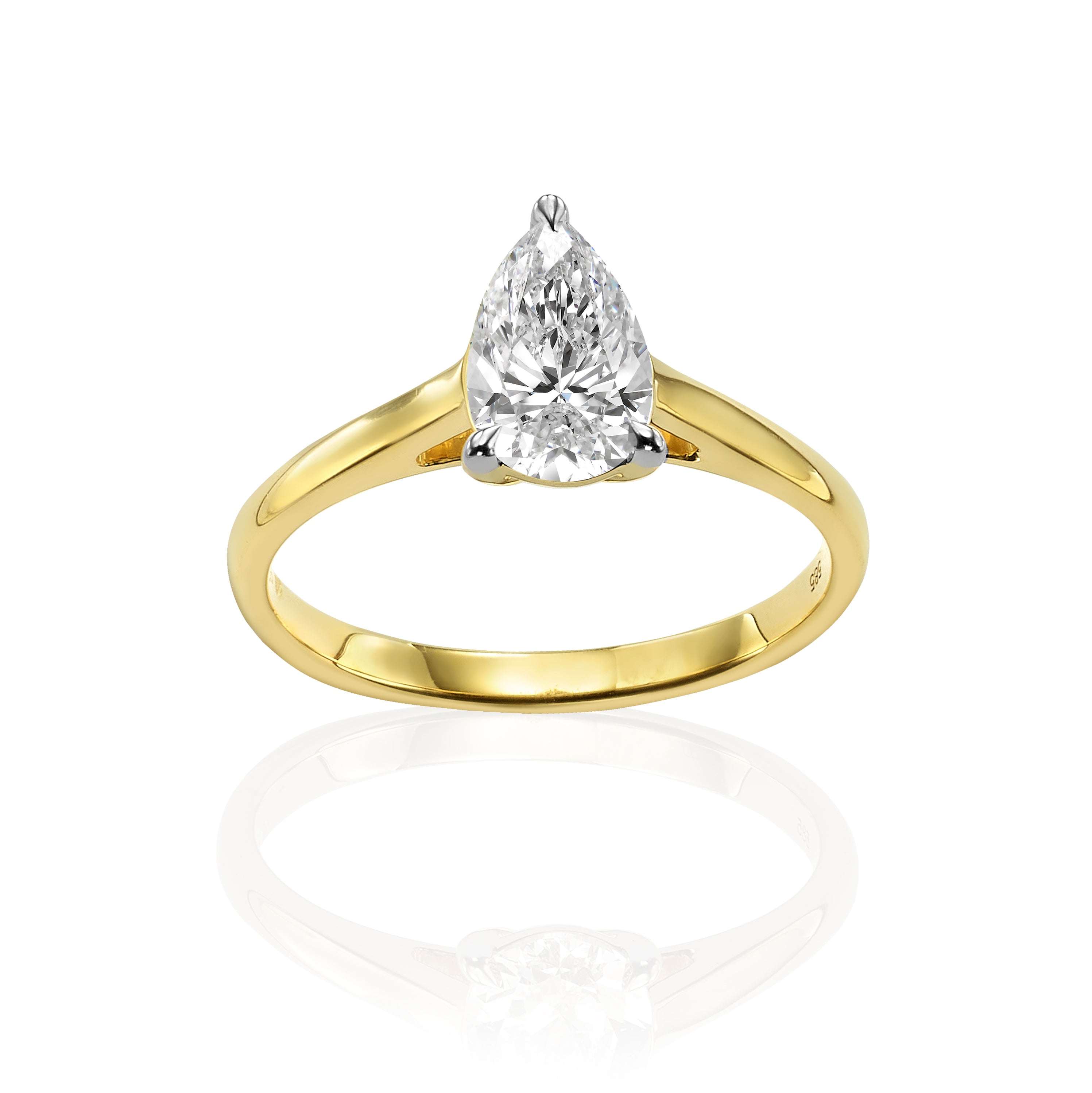 טבעת סוליטר משובצת יהלום מעבדה - טיפה