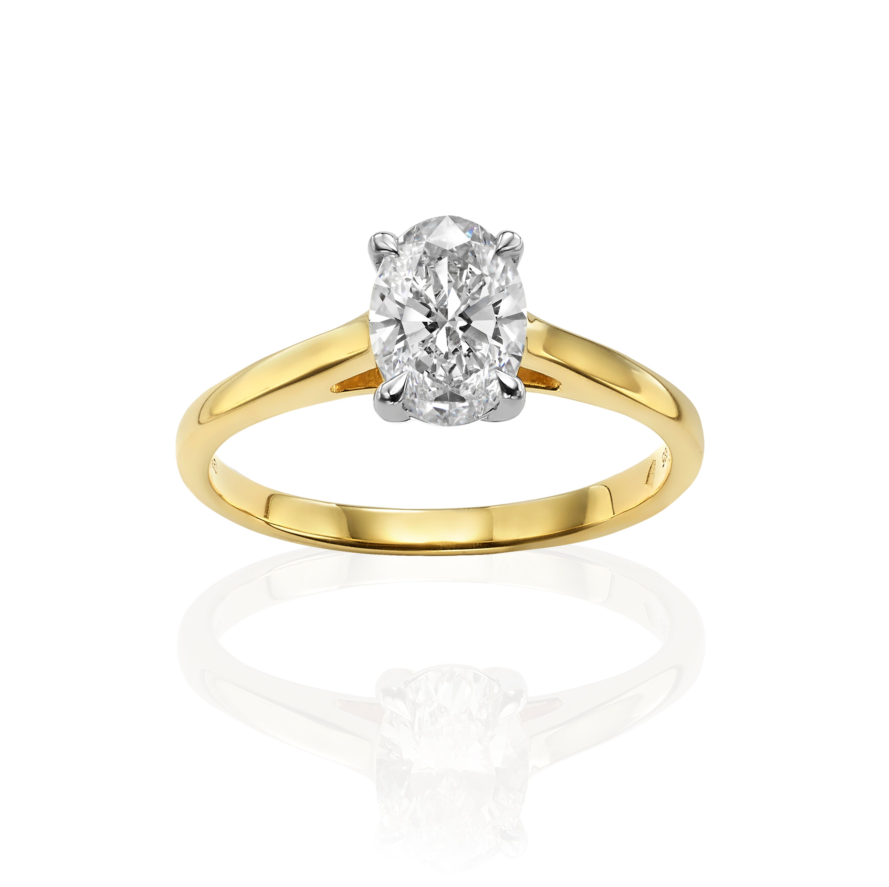 טבעת סוליטר משובצת יהלום מעבדה - אובל