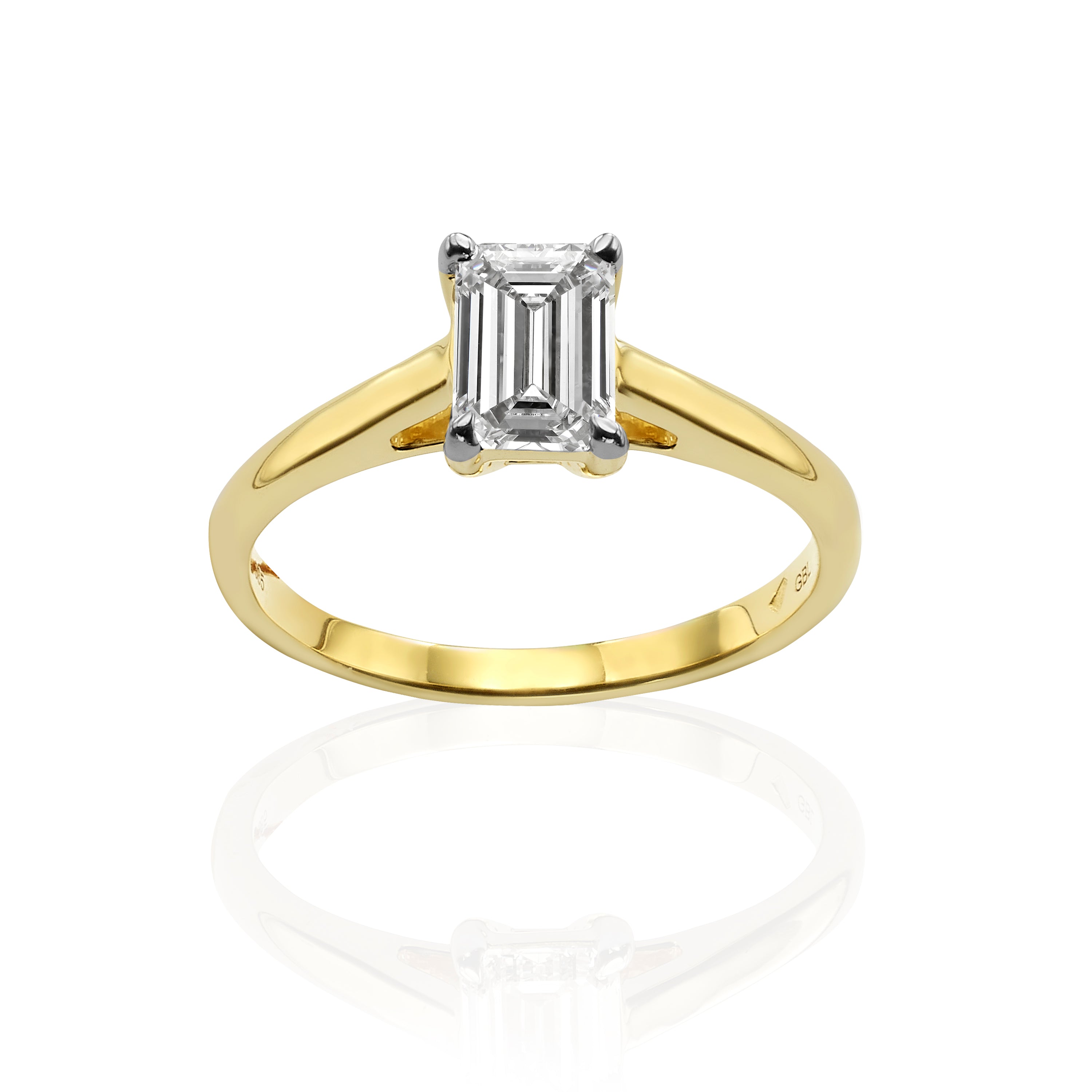 טבעת סוליטר משובצת יהלום מעבדה - אמרלד