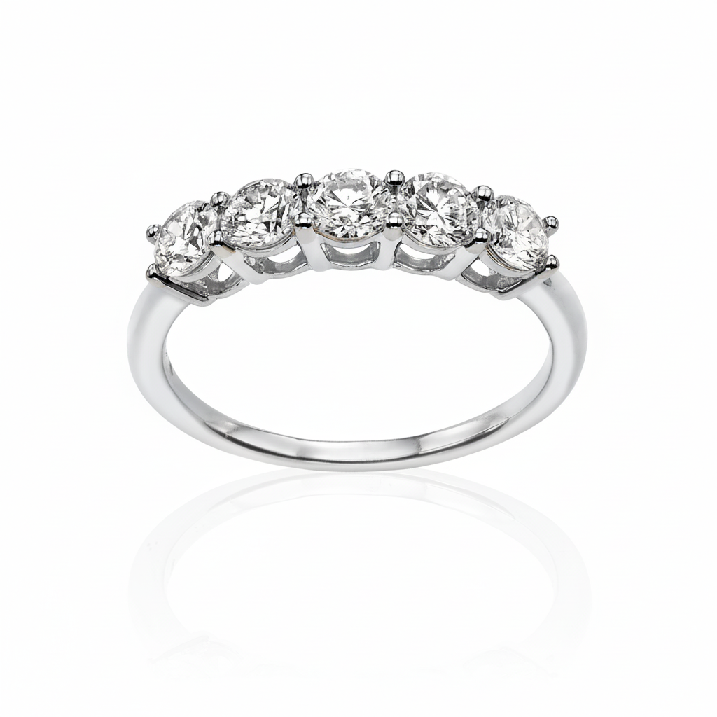 טבעת שורה משובצת יהלומי מעבדה - עגולים