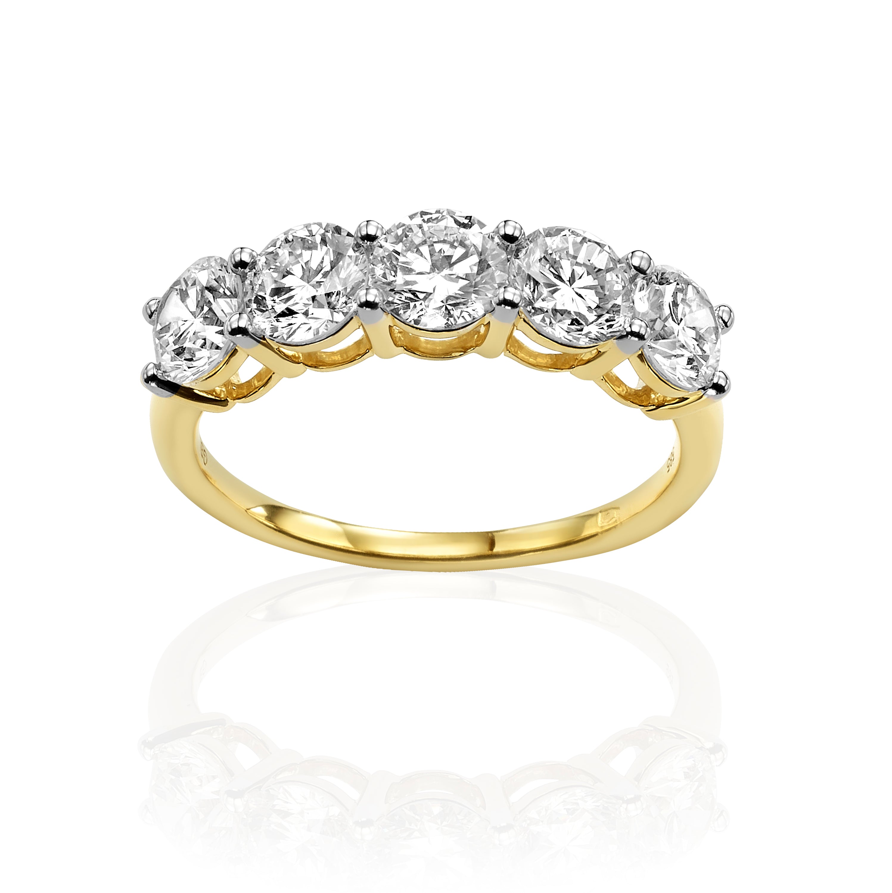 טבעת שורה משובצת יהלומי מעבדה - עגולים