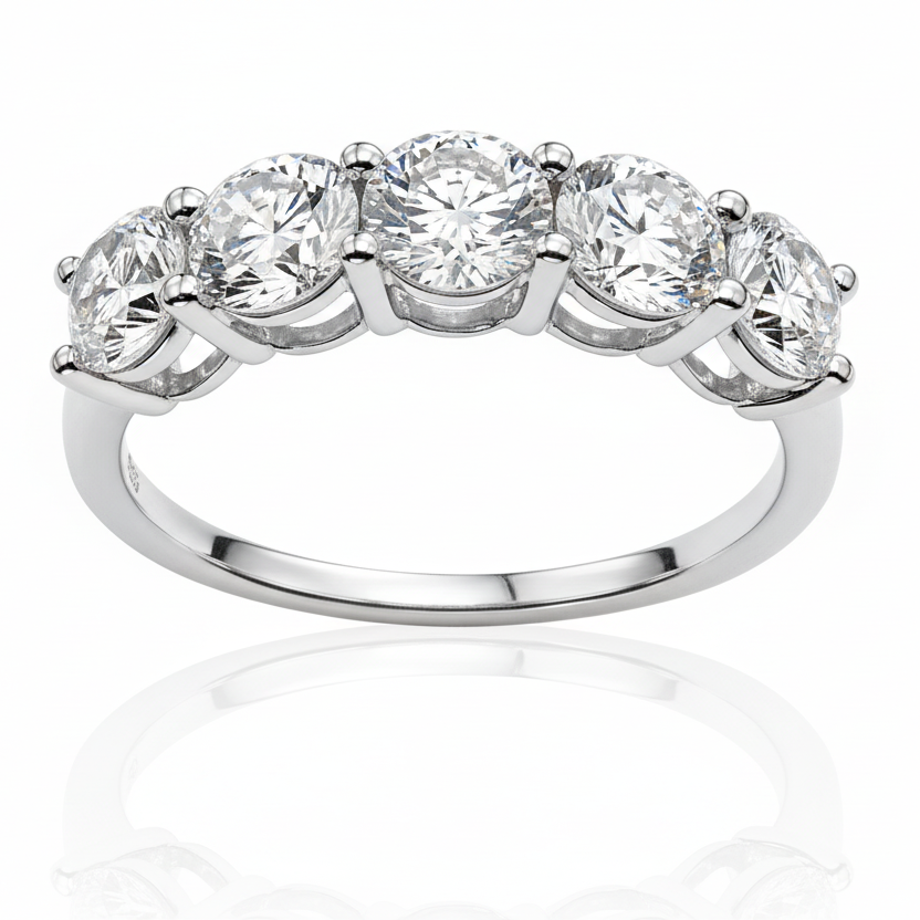 טבעת שורה משובצת יהלומי מעבדה - עגולים