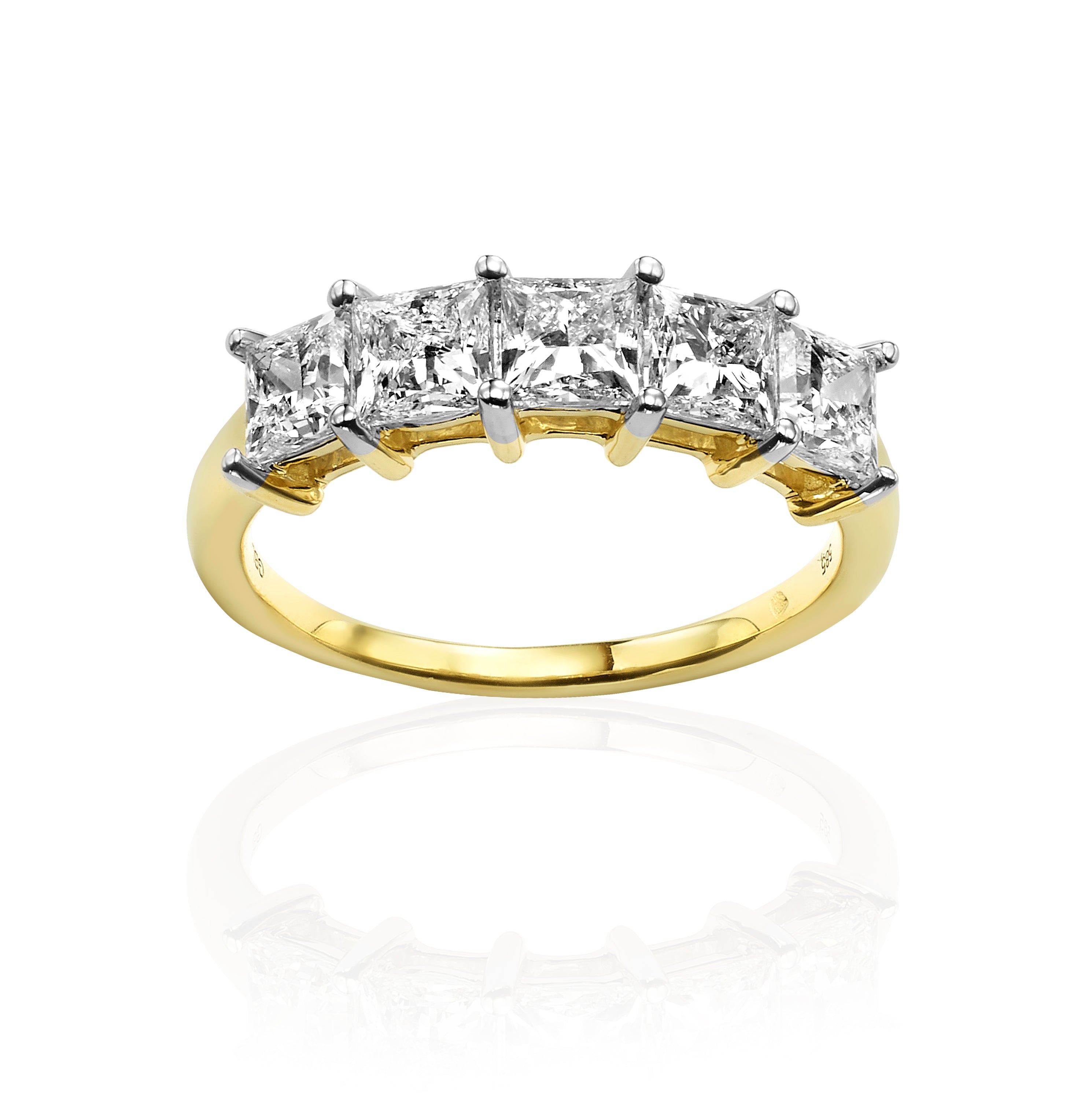 טבעת שורה משובצת יהלומי מעבדה - פרינסס