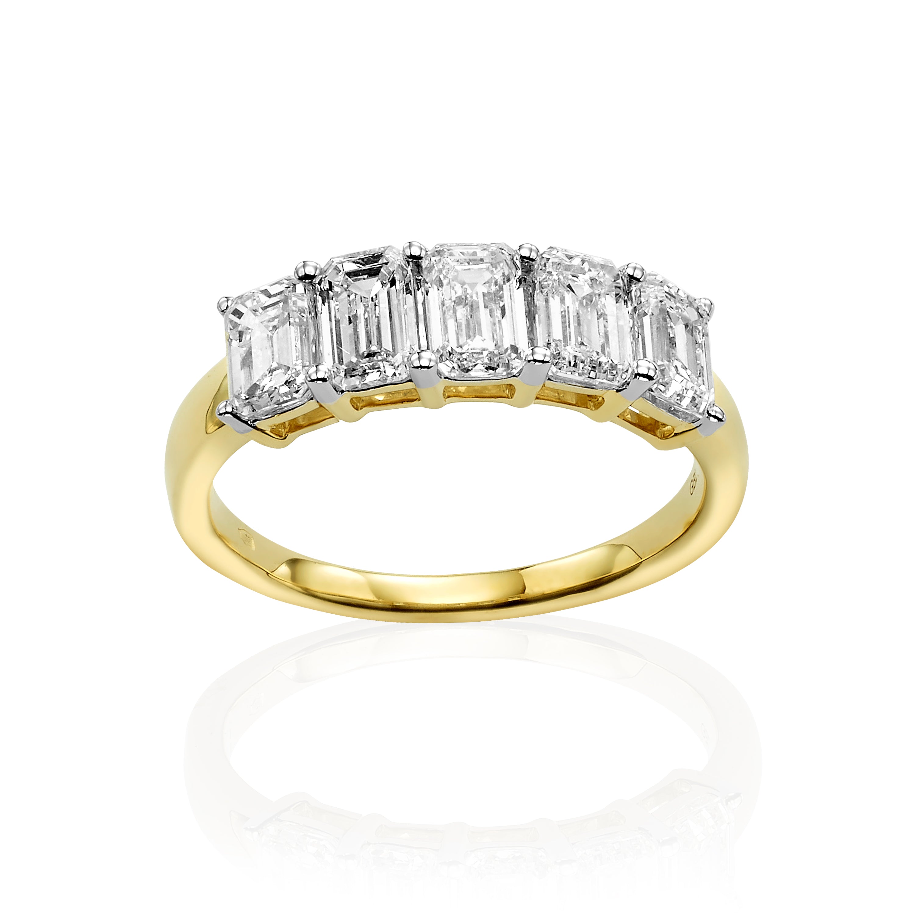 טבעת שורה משובצת יהלומי מעבדה - אמרלד