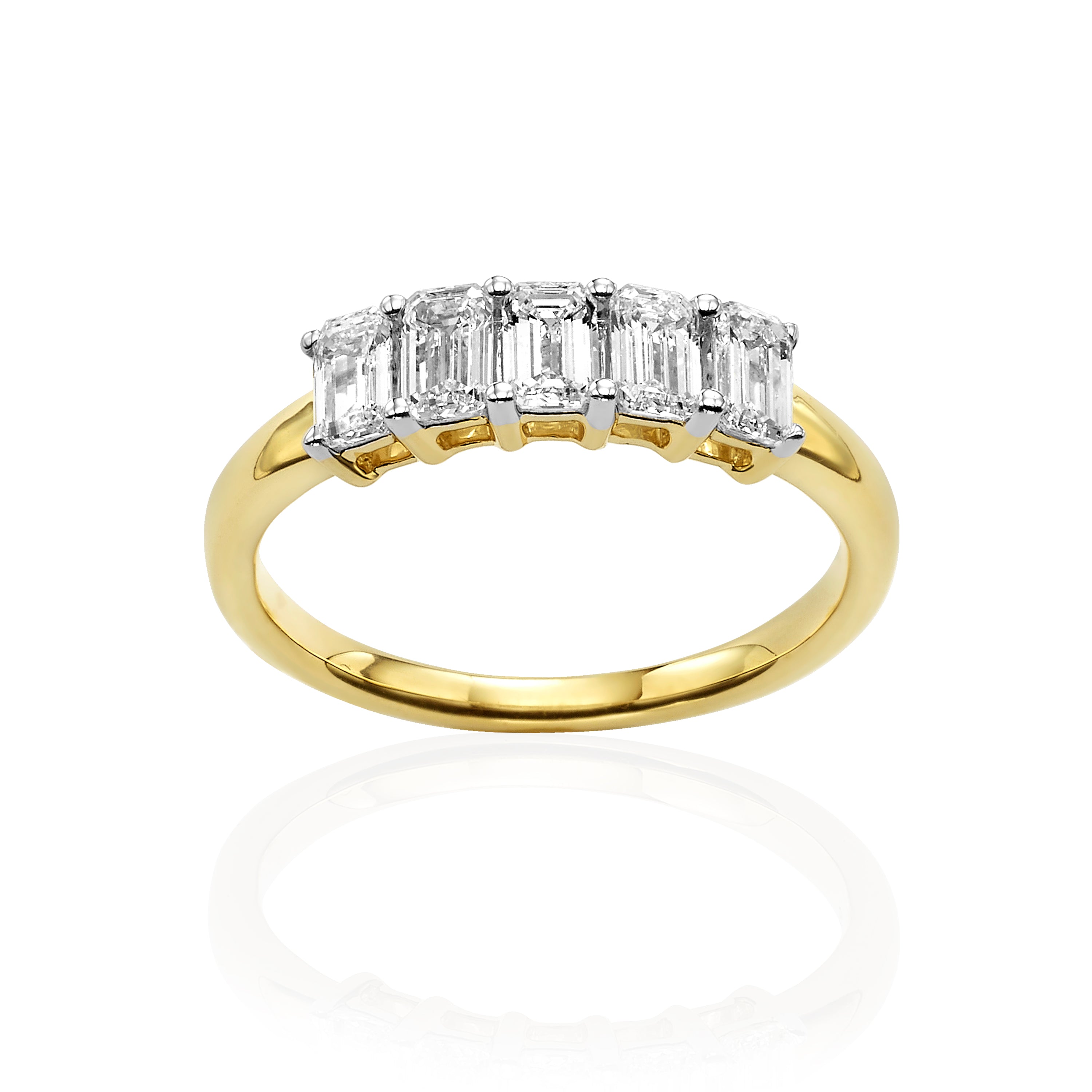 טבעת שורה משובצת יהלומי מעבדה - אמרלד