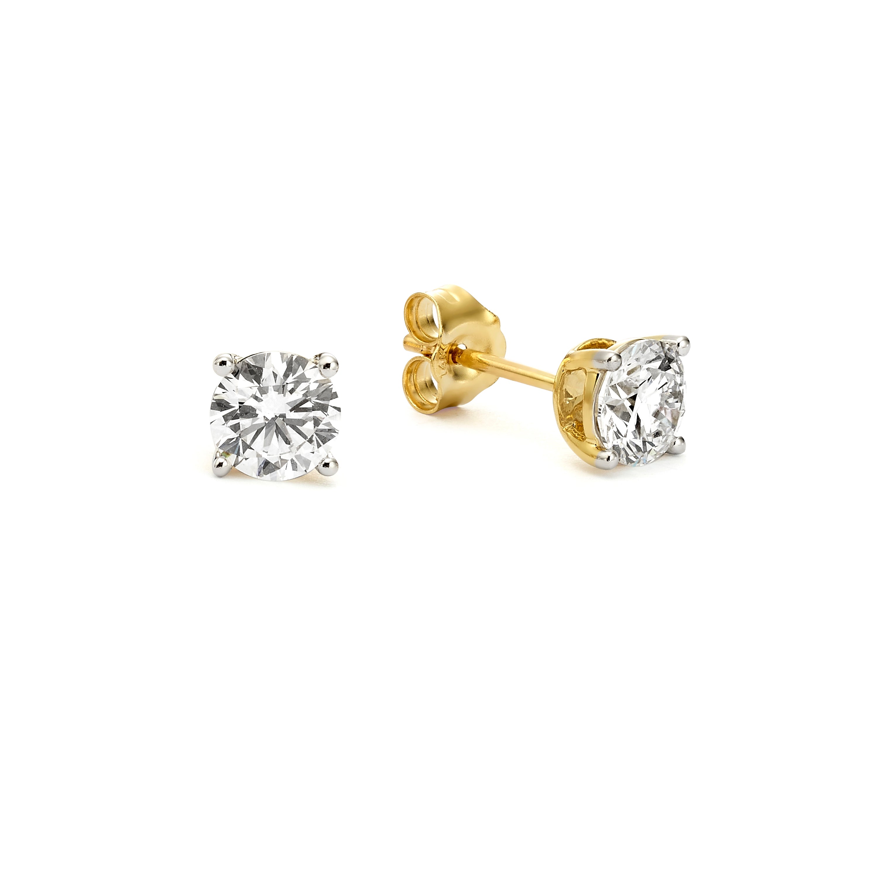 עגילי סוליטר משובצים יהלומי מעבדה - עגולים