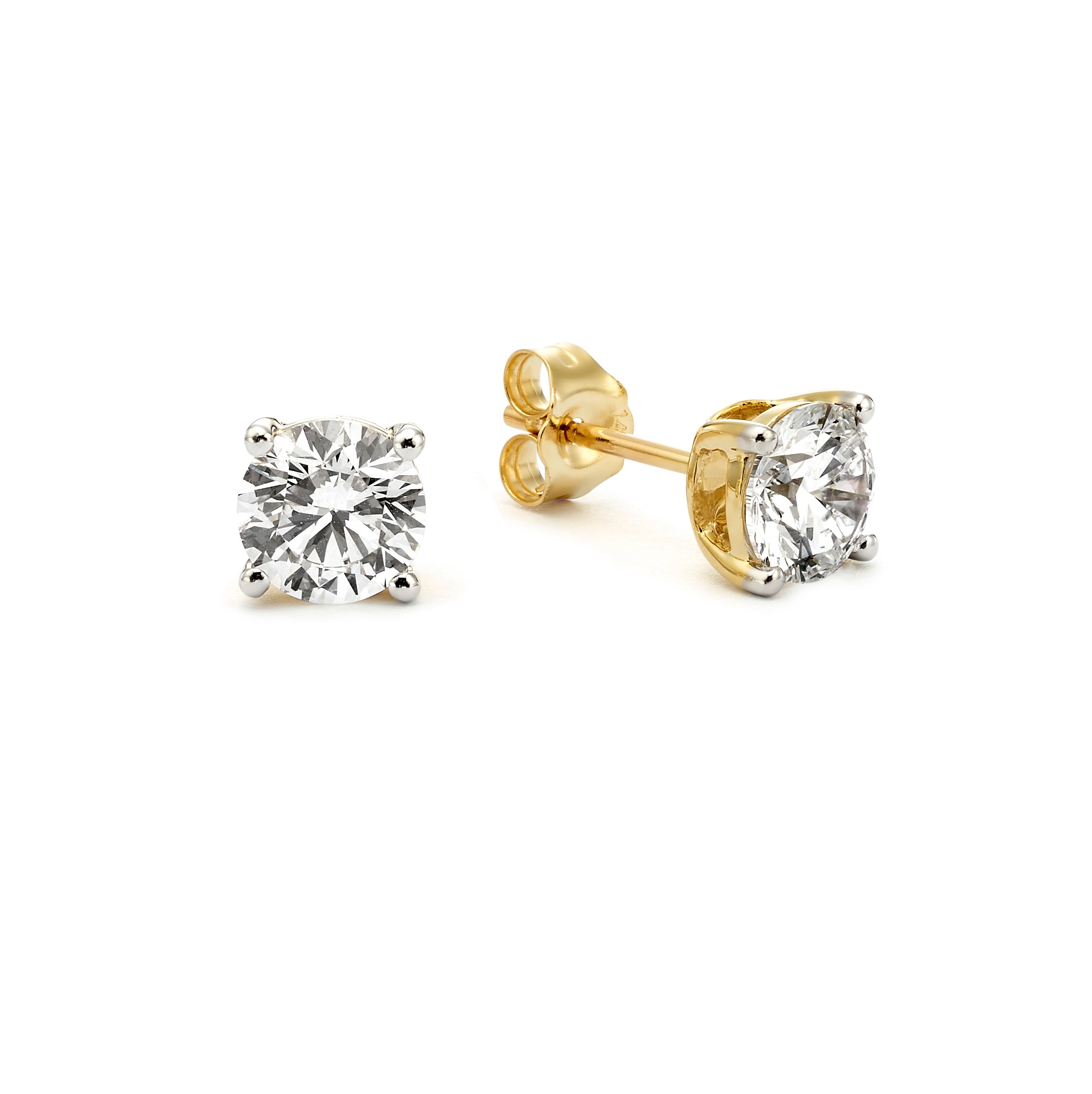 עגילי סוליטר משובצים יהלומי מעבדה - עגולים