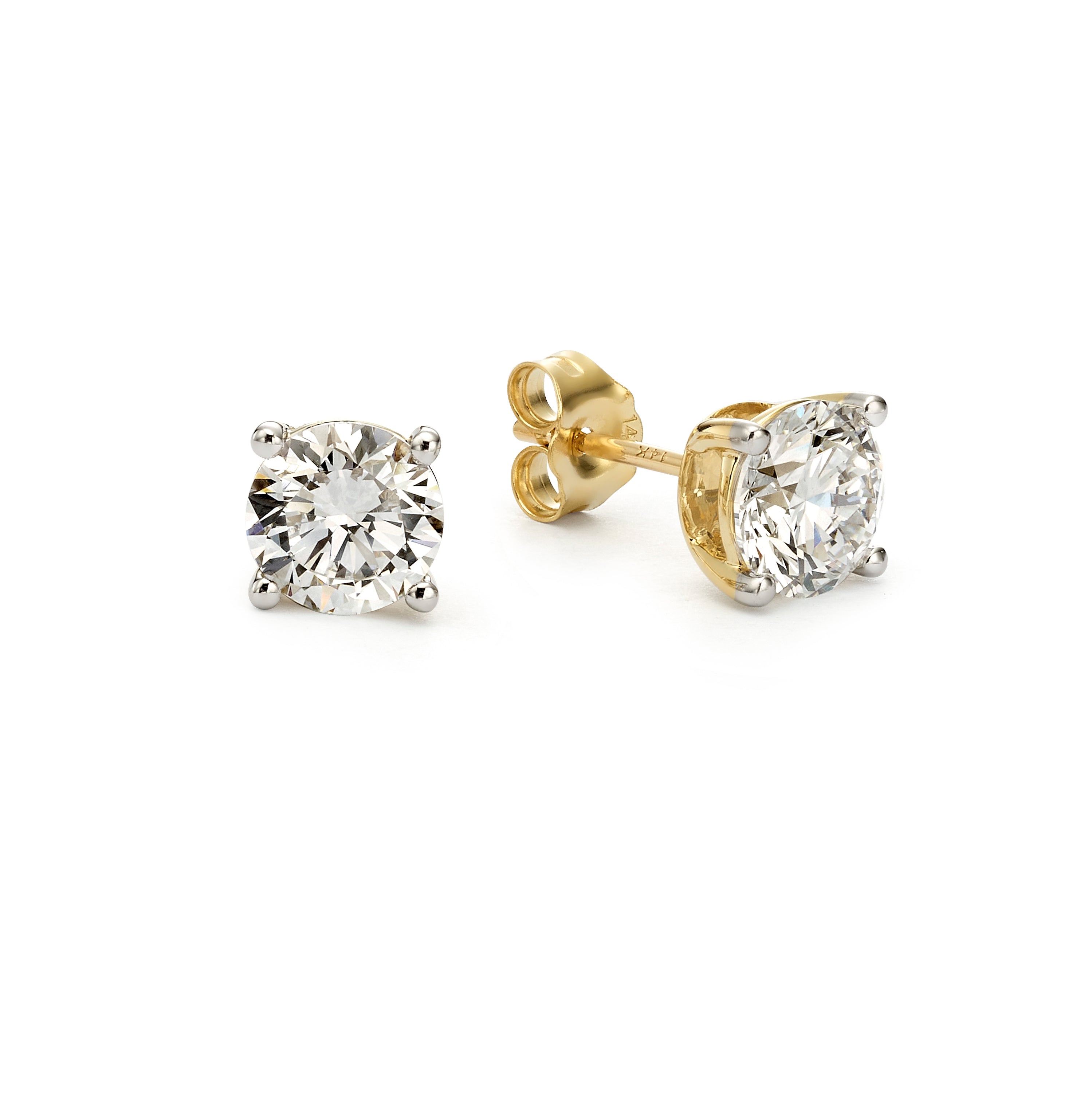 עגילי סוליטר משובצים יהלומי מעבדה - עגולים